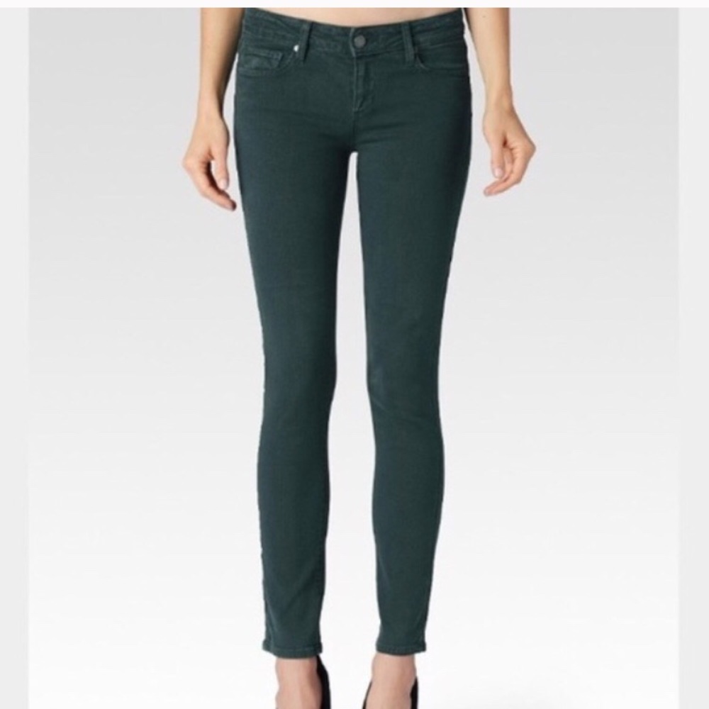 Paige Peg Skinny Emerald Pants